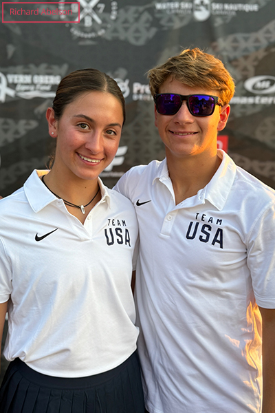 Jake Abelson and his sister Lexi in their white Team USA polo shirts