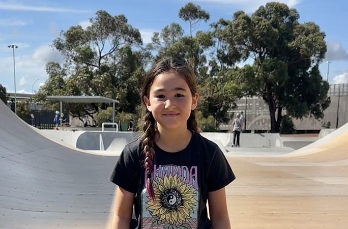 Mia Kretzer at the skate park