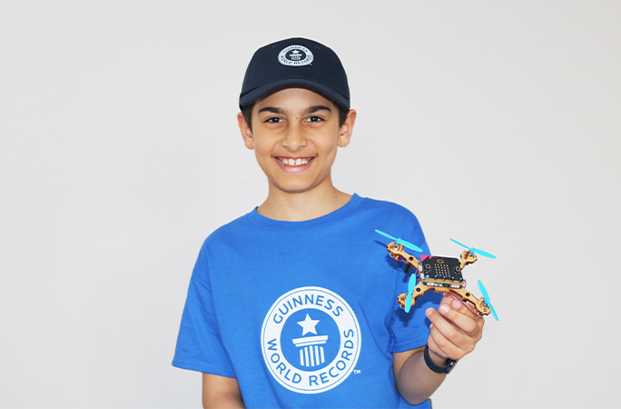 Noah holding drone