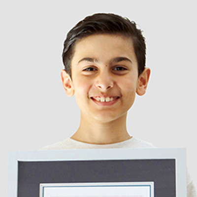 noah holding certificate