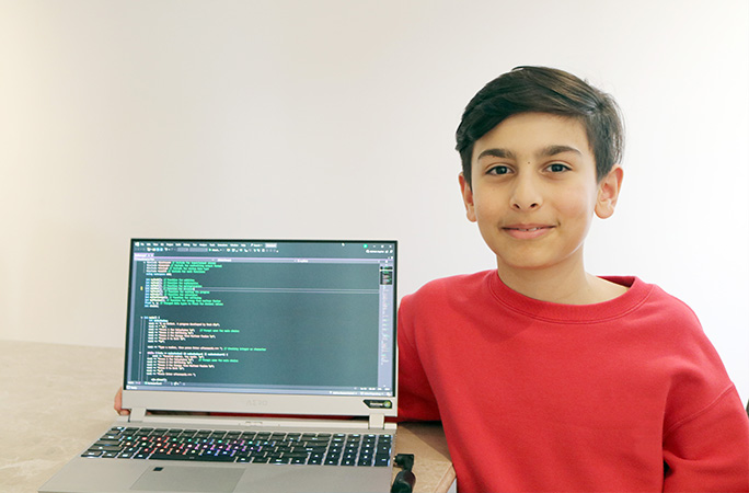 Noah with computer