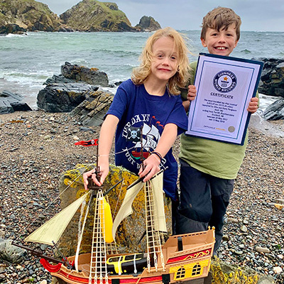 Ollie and Harry with ship