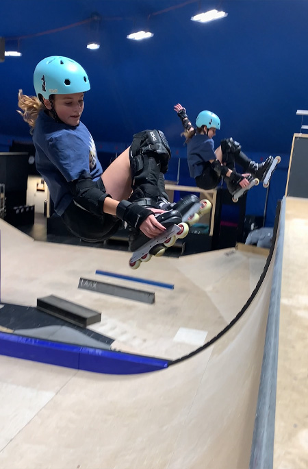 Stump sisters skating mid air
