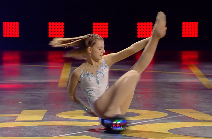 Bianca hoverboarding