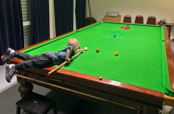 Jude playing snooker