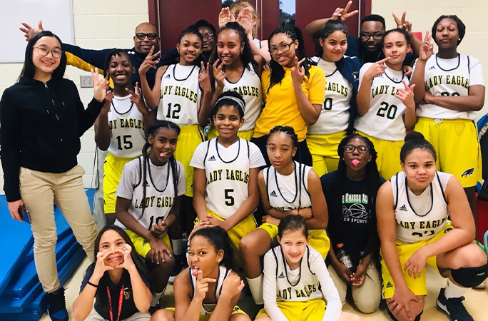zaila with her basketball team - the lady eagles