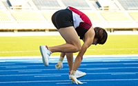 man running on all fours