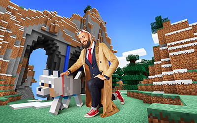 man in minecraft world