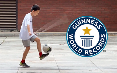 Football champ breaks record while skipping!
