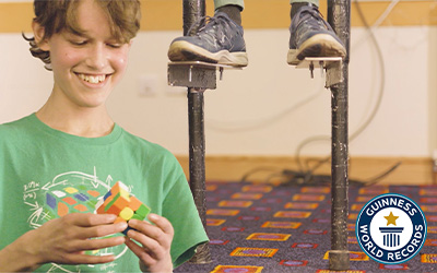 Speed cubing ON STILTS!