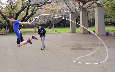 man skipping